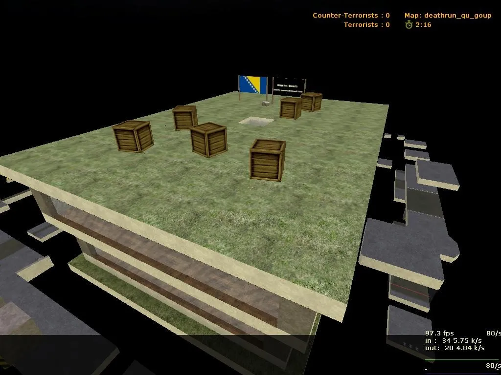 Скриншот  deathrun_qu_goup — карта Deathrun для CS 1.6: точки, маршруты, .nav и оптимизация