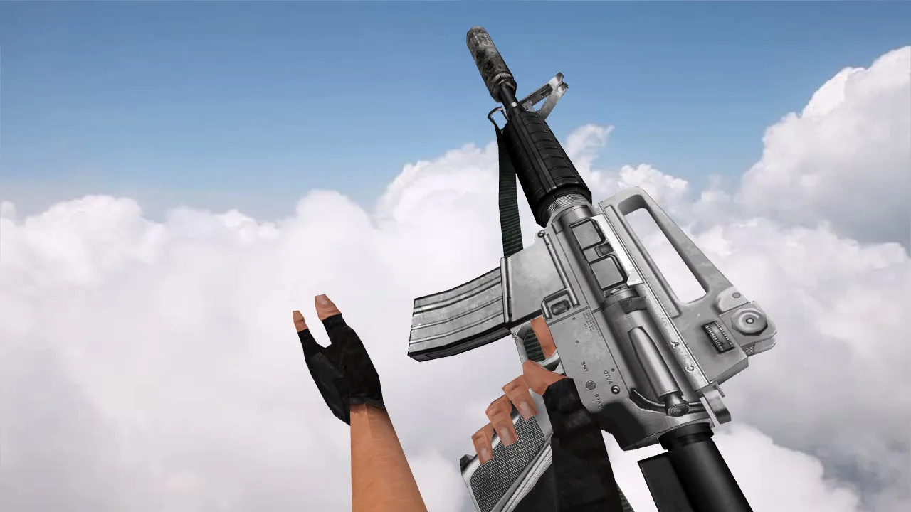 Скриншот Модель v_m4a1 Silverstone для CS 1.6: p_m4a1, w_m4a1, звуки, анимация осмотра, текстуры и сборка под сервер