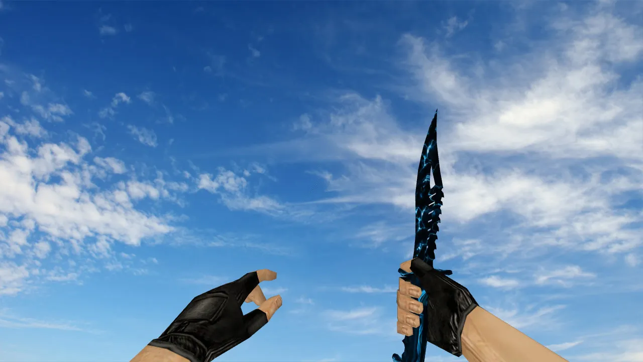 Скриншот Модель ножа Nautilus Blue Electricity v_knife_p для CS 1.6: звуки, анимация осмотра и качество текстур