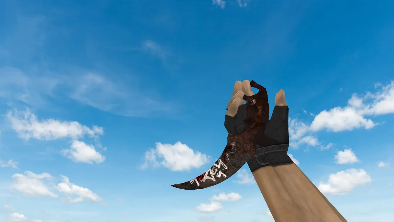Скриншот Модель ножа Karambit Rebellion v_ для CS 1.6: p_ и w_ модели, звуки, анимация осмотра и качество текстур