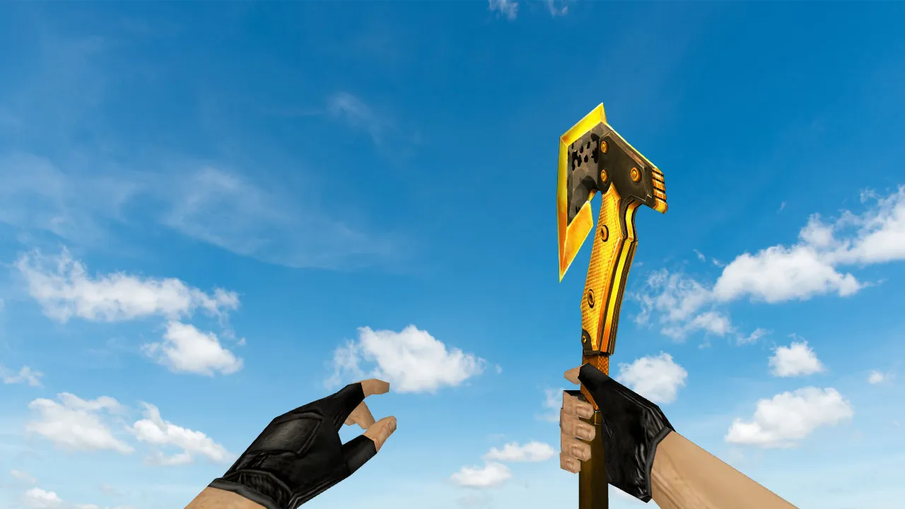 Скриншот Модель ножа «CF Combat Axe Gold» для CS 1.6: v_ и p_ модели, звуки, анимация осмотра, текстуры и настройка