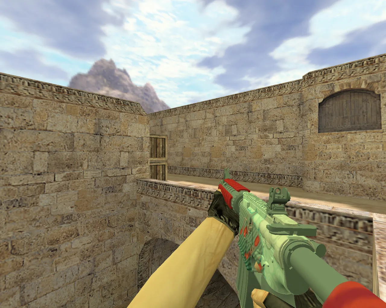 Скриншот Модель M4A4 «Дождь из пуль» v_m4a4p для CS 1.6: текстуры, звук, анимация осмотра и настройка оружия