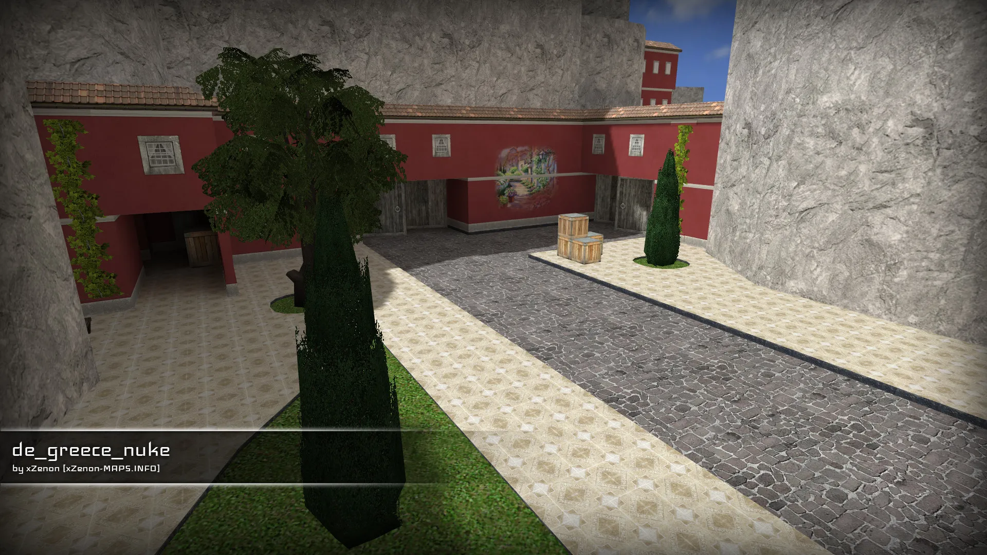 Скриншот  Карта de_greece_nuke_b3 для CS 1.6: точки, маршруты, .nav для ботов и оптимизация wpoly/epoly