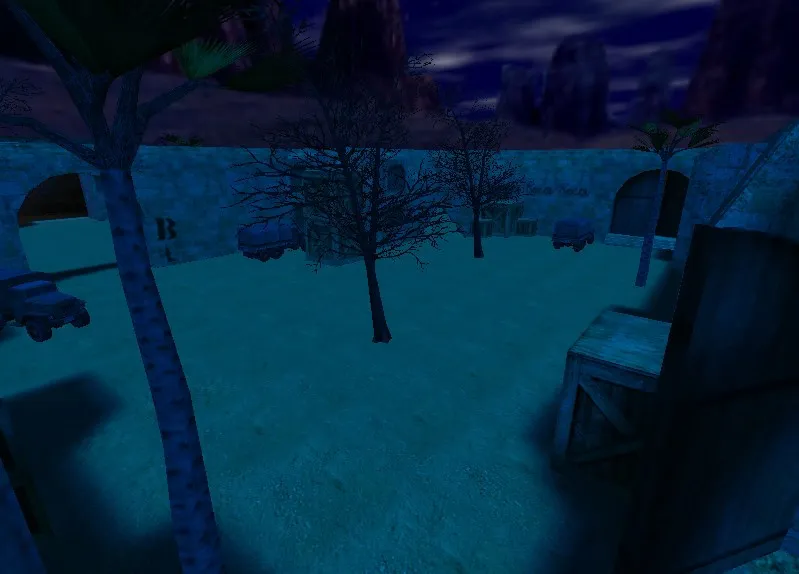 Скриншот de_dust_night_topshot для CS 1.6: ночная карта, точки под клатчи, баланс сторон и .nav для ботов