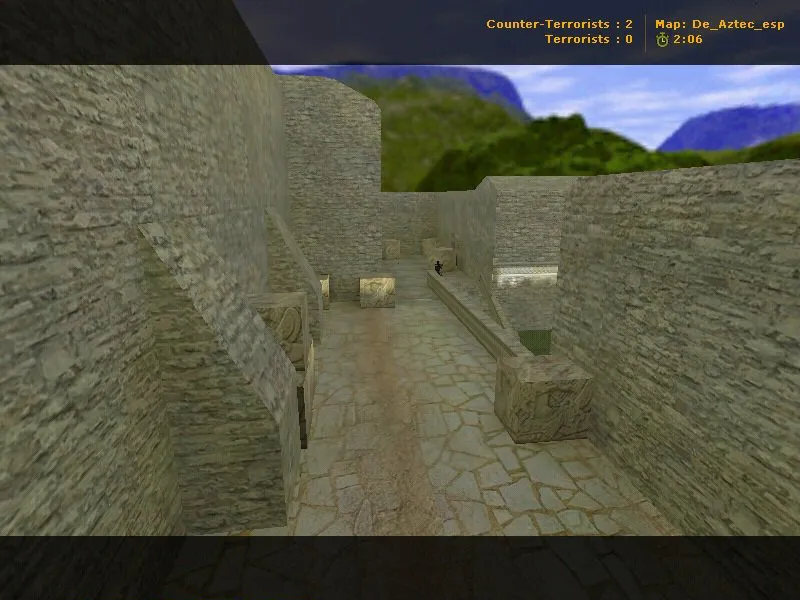 Скриншот Карта de_aztec_esp для CS 1.6: точки, маршруты, .nav для ботов, оптимизация wpoly/epoly и баланс сторон