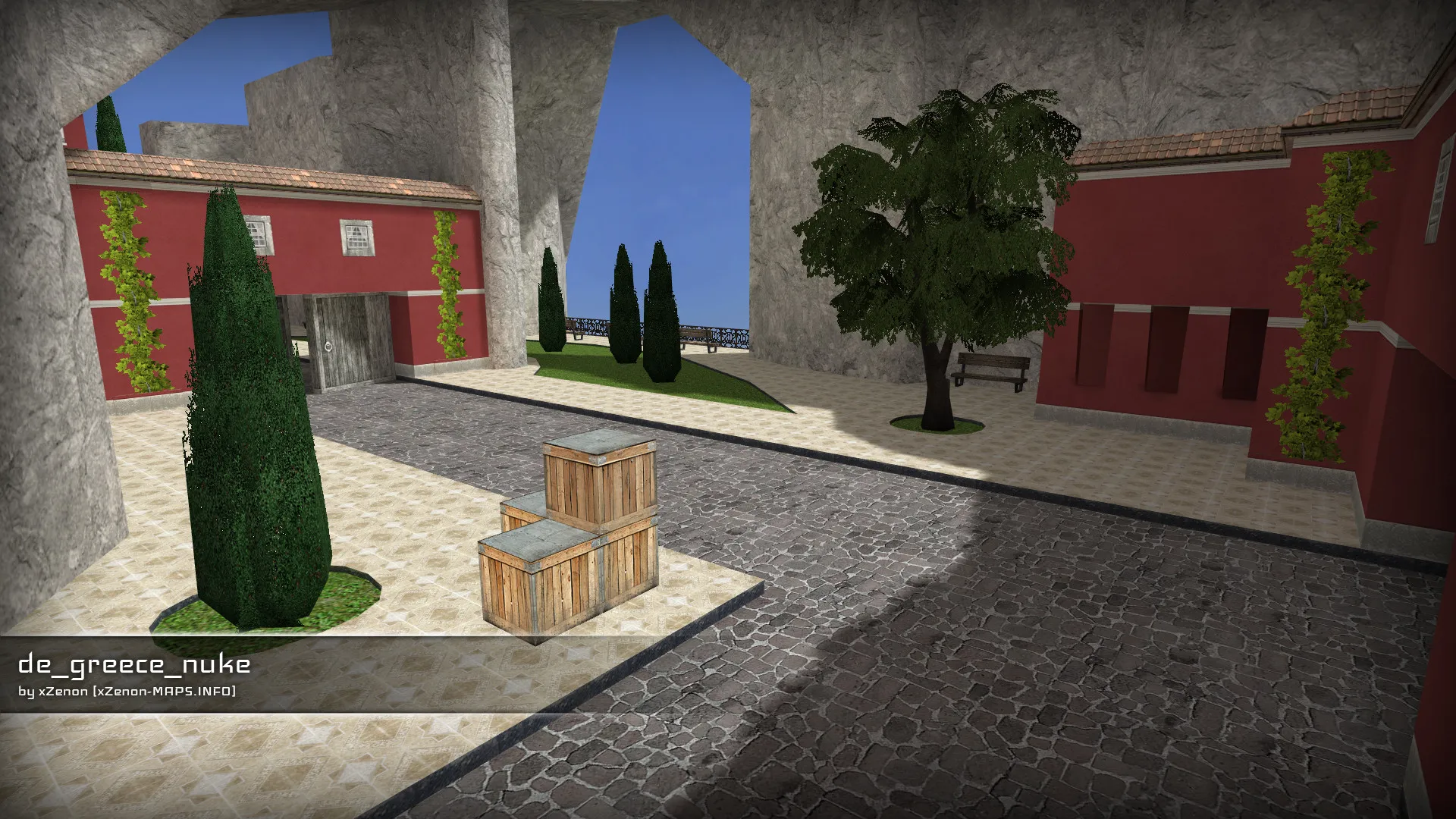 Скриншот  Карта de_greece_nuke_b3 для CS 1.6: точки, маршруты, .nav для ботов и оптимизация wpoly/epoly