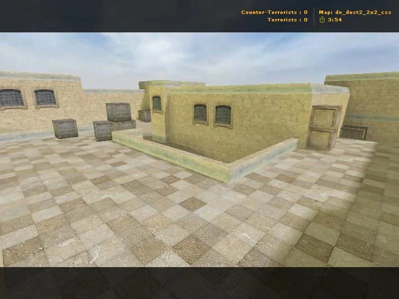 Скриншот  de_dust2_2x2_css карта для CS 1.6: точки, маршруты, боты (.nav) и оптимизация wpoly/epoly