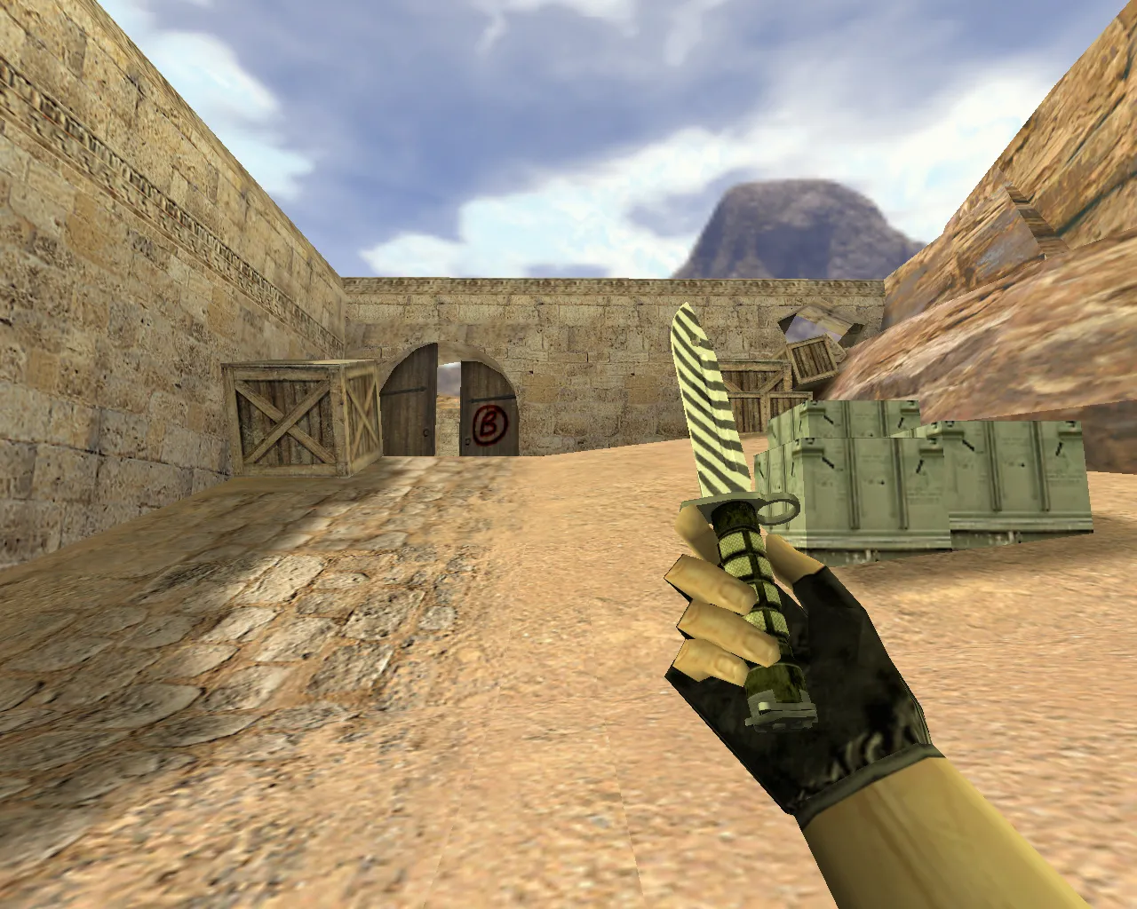 Скриншот Модель «Штык-нож Зебра» v_ для CS 1.6: p_ и w_ слоты, звук, анимации осмотра, текстуры и FPS