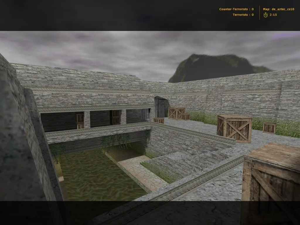 Скриншот de_aztec_cs10 для CS 1.6: карта, баланс сторон, тактики, .nav и оптимизация wpoly/epoly