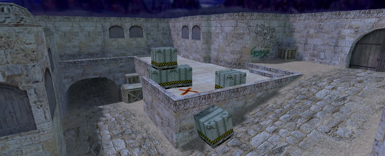 Скриншот Карта de_dust2_night для CS 1.6: ночной Даст2, точки для терроров и CT, .nav для ботов, оптимизация