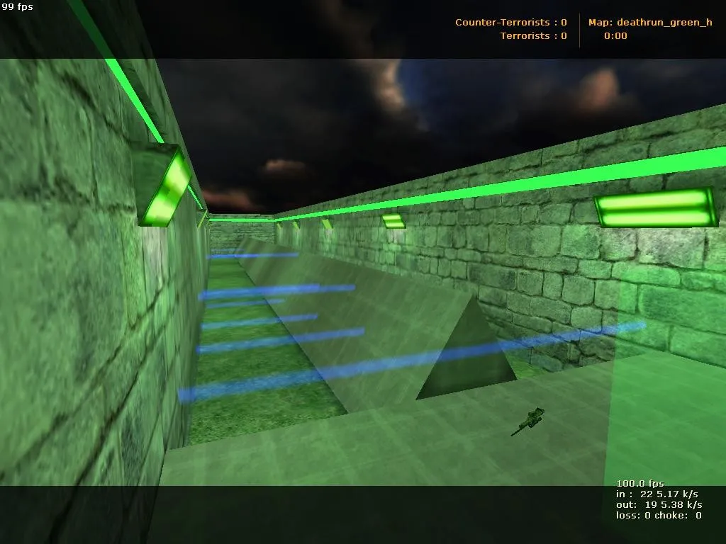 Скриншот  deathrun_green_h для CS 1.6: тактики, точки, .nav и оптимизация карты