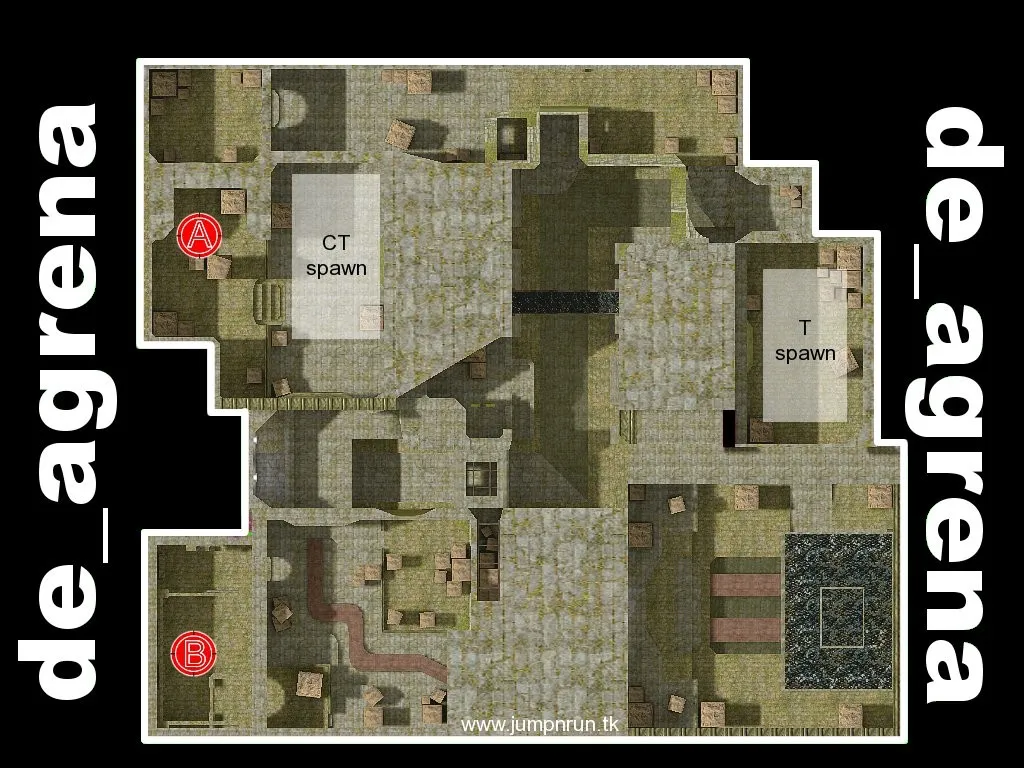 Скриншот Карта de_agrena для CS 1.6: баланс сторон, точки, .nav для ботов, оптимизация wpoly/epoly