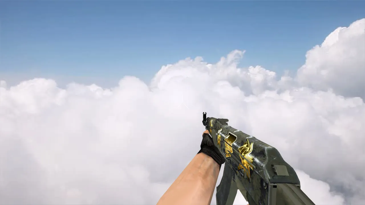 Скриншот v_ak47 «Африканская сетка» с наклейками: модель АК-47 для CS 1.6 с анимацией осмотра, звуками и качественными текстурами