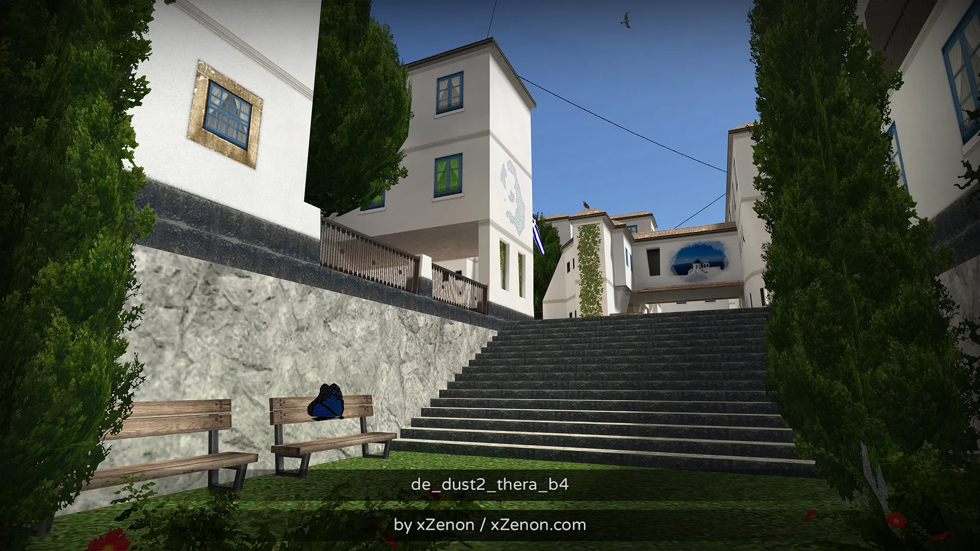 Скриншот  Карта de_dust2_thera_b3 для CS 1.6: тактика за CT и T, точки, маршруты, боты (.nav), оптимизация