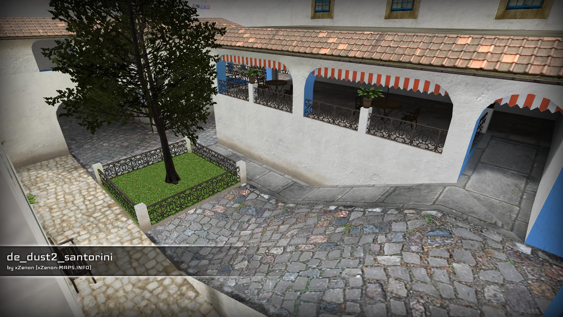 Скриншот  de_dust2_santorini_b2 — DE карта для CS 1.6: точки, маршруты, .nav и оптимизация wpoly/epoly