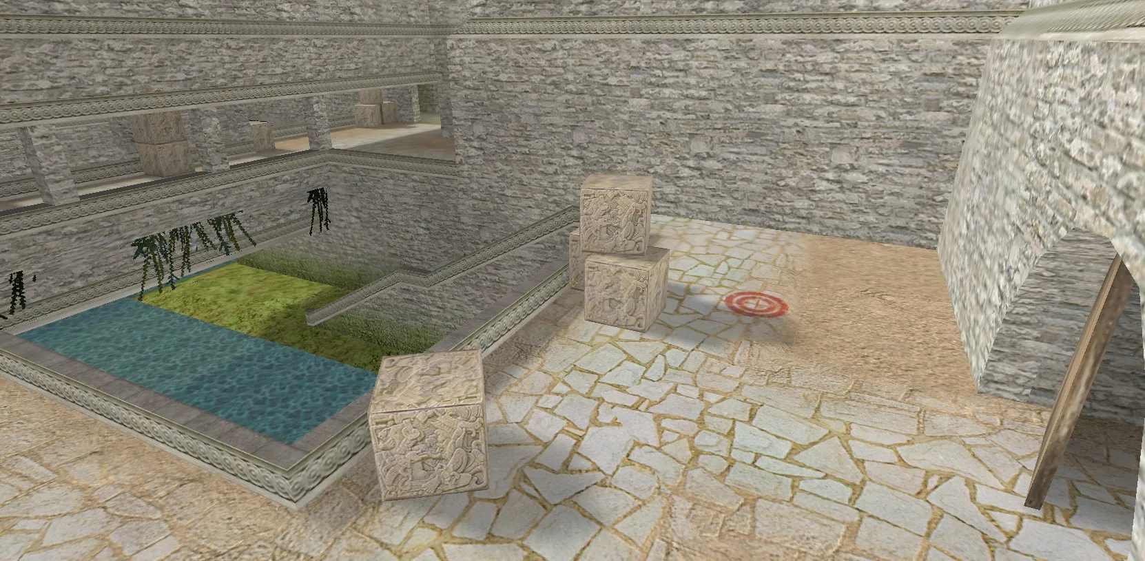 Скриншот  de_aztec2003 для CS 1.6: тактика на А/Б, точки, боты (.nav), оптимизация wpoly/epoly