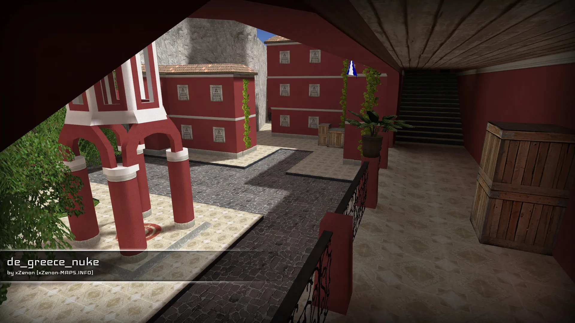 Скриншот  Карта de_greece_nuke_b3 для CS 1.6: точки, маршруты, .nav для ботов и оптимизация wpoly/epoly