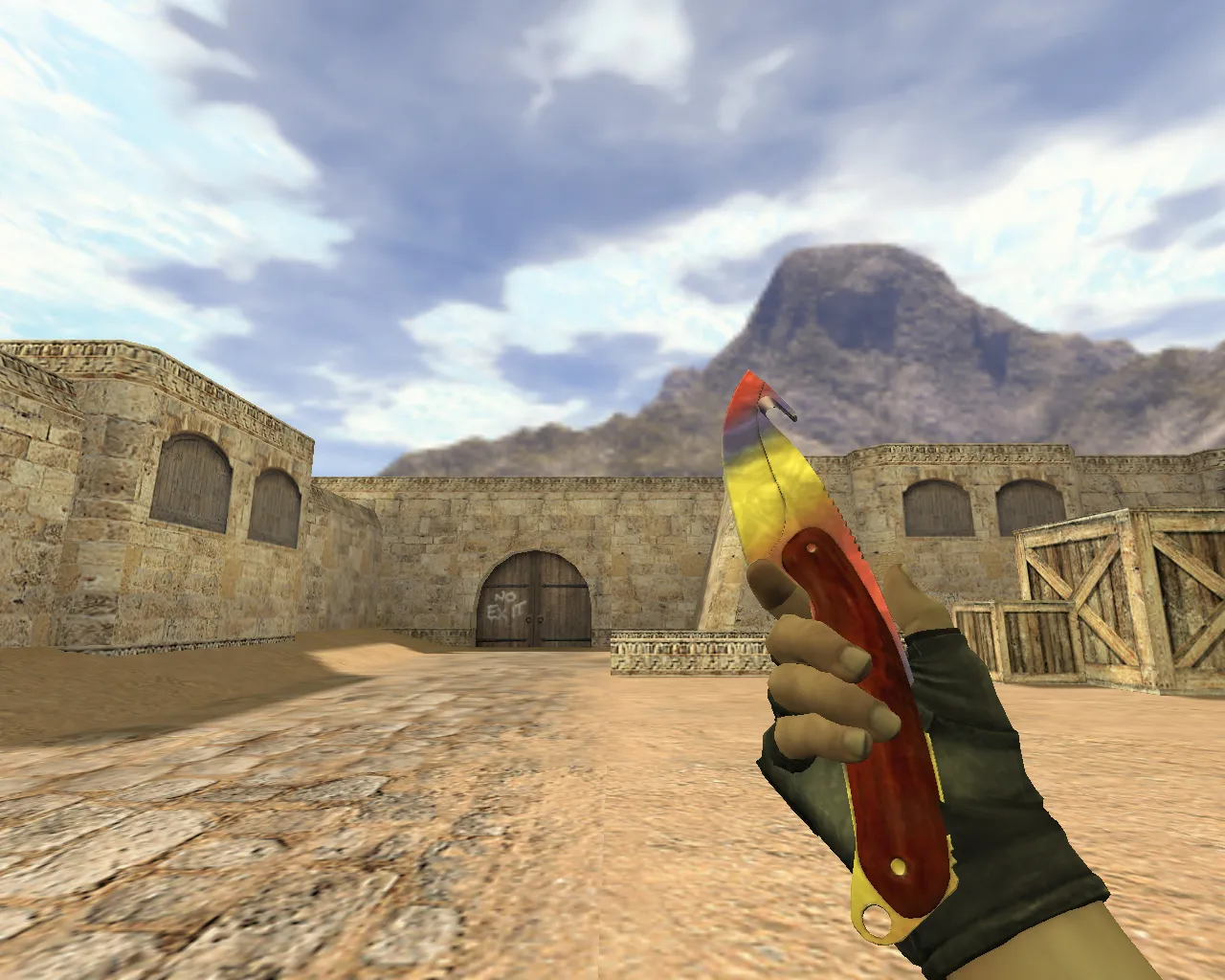 Скриншот Модель ножа v_ p_ w_ «Лезвие-крюк Мраморный градиент» для CS 1.6: звуки, анимация осмотра, текстуры