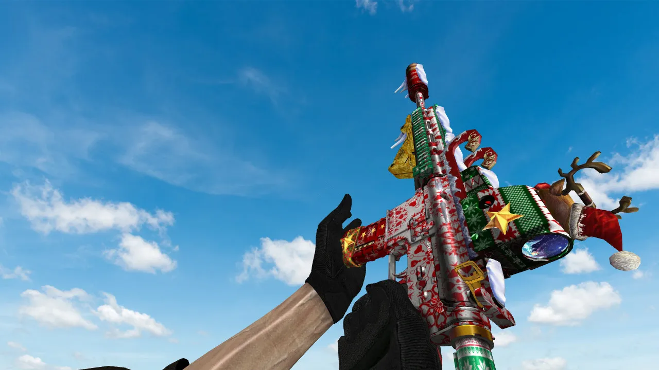 Скриншот Модель HK-416 Merry Christmas для CS 1.6: v_ p_ w_ файлы, звуки, анимация осмотра и качество текстур