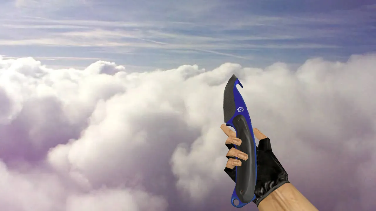 Скриншот Gut Knife Automatic Blue v_ модели для CS 1.6: звуки, анимация осмотра, качество текстур и настройка под сервер