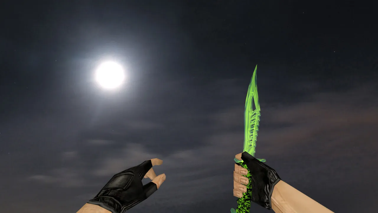 Скриншот Модель ножа «Nautilus Transparent Green» v_knife p_knife w_knife для CS 1.6: звуки, анимация осмотра, текстуры