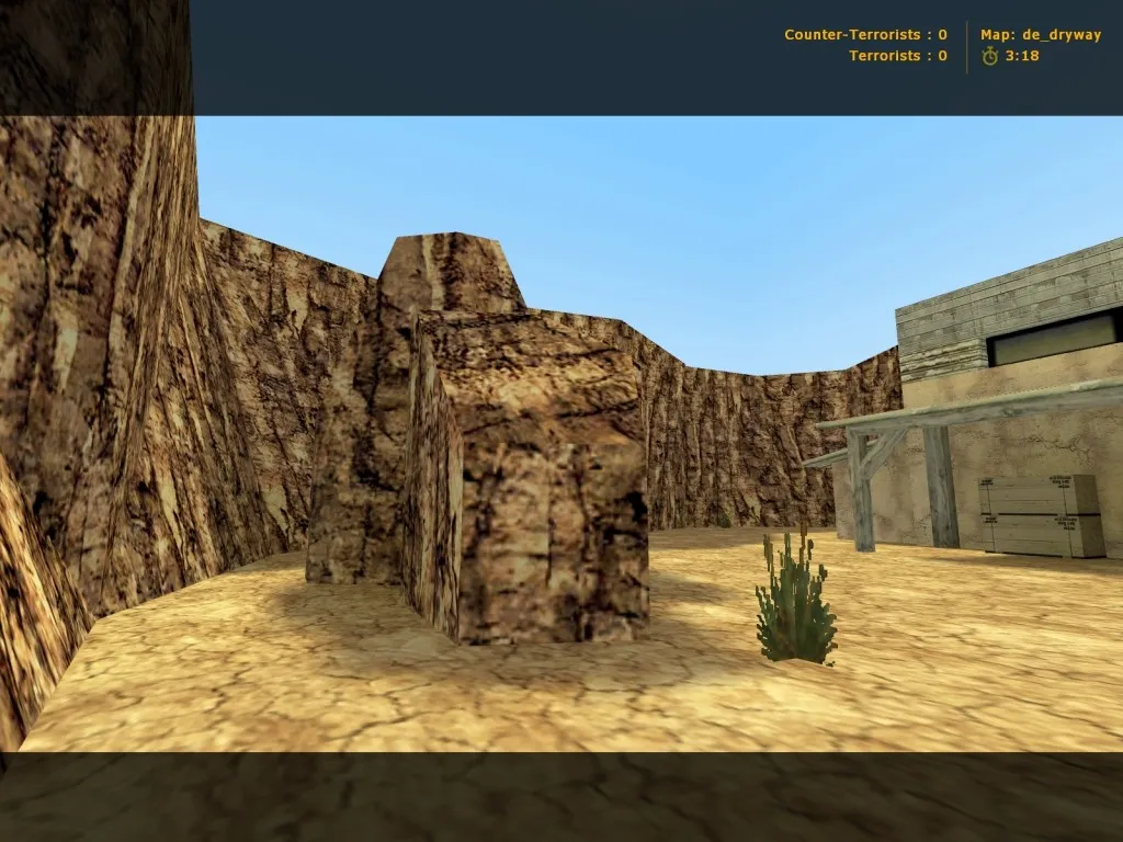 Скриншот  de_dryway_original для CS 1.6 — карта DE с боевыми точками, балансом сторон и оптимизацией под FPS