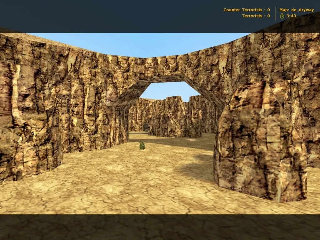 Скриншот  de_dryway_original для CS 1.6 — карта DE с боевыми точками, балансом сторон и оптимизацией под FPS