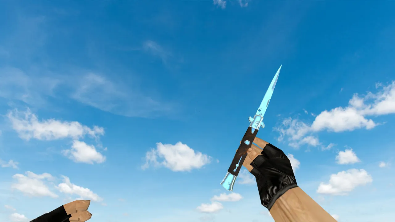 Скриншот Модель ножа «Stiletto Blue Chrome» v_ для CS 1.6: звуки, анимация осмотра, текстуры и качество модели