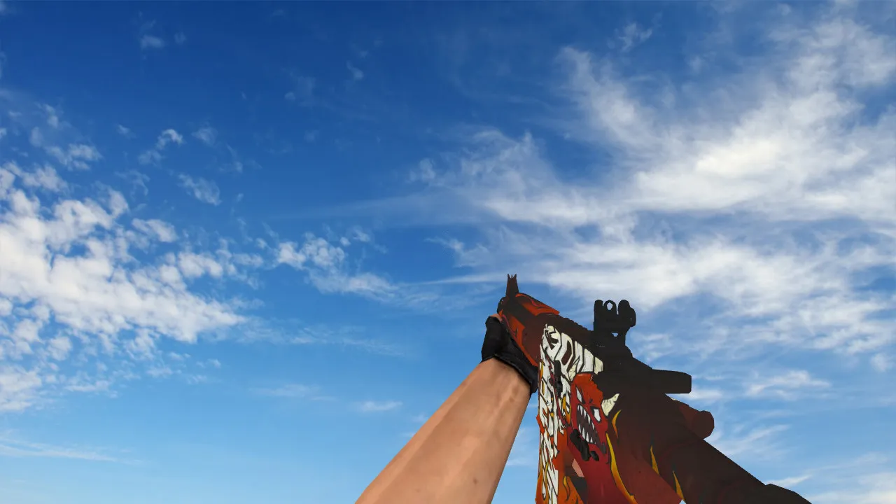 Скриншот v_m4a1 пламя: модель M4A4 «Адское пламя» для CS 1.6 (звуки, анимация осмотра, текстуры)