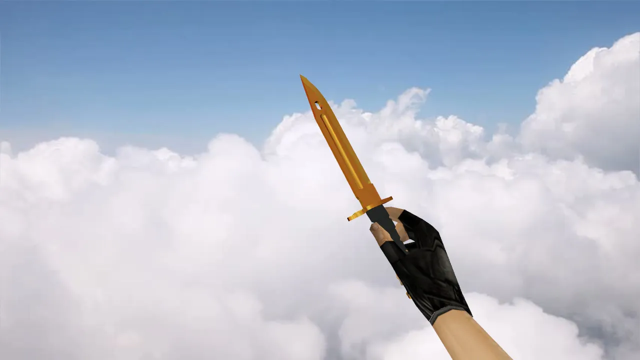 Скриншот Модель ножа Штык-нож «Золотой хром» v_ p_ w_ для CS 1.6: звуки, анимация осмотра, текстуры