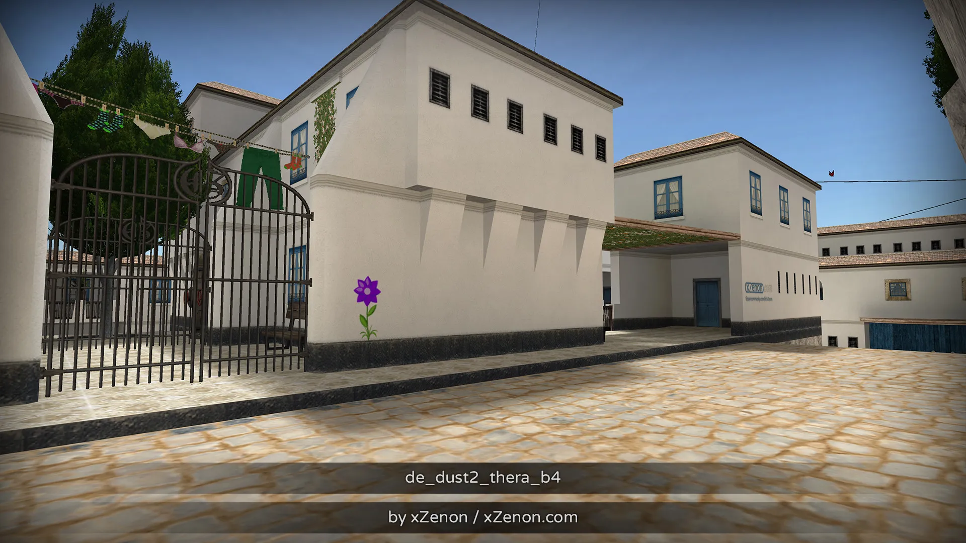 Скриншот  Карта de_dust2_thera_b3 для CS 1.6: тактика за CT и T, точки, маршруты, боты (.nav), оптимизация