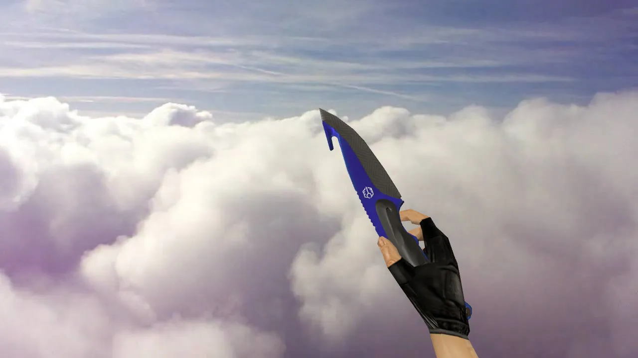 Скриншот Gut Knife Automatic Blue v_ модели для CS 1.6: звуки, анимация осмотра, качество текстур и настройка под сервер