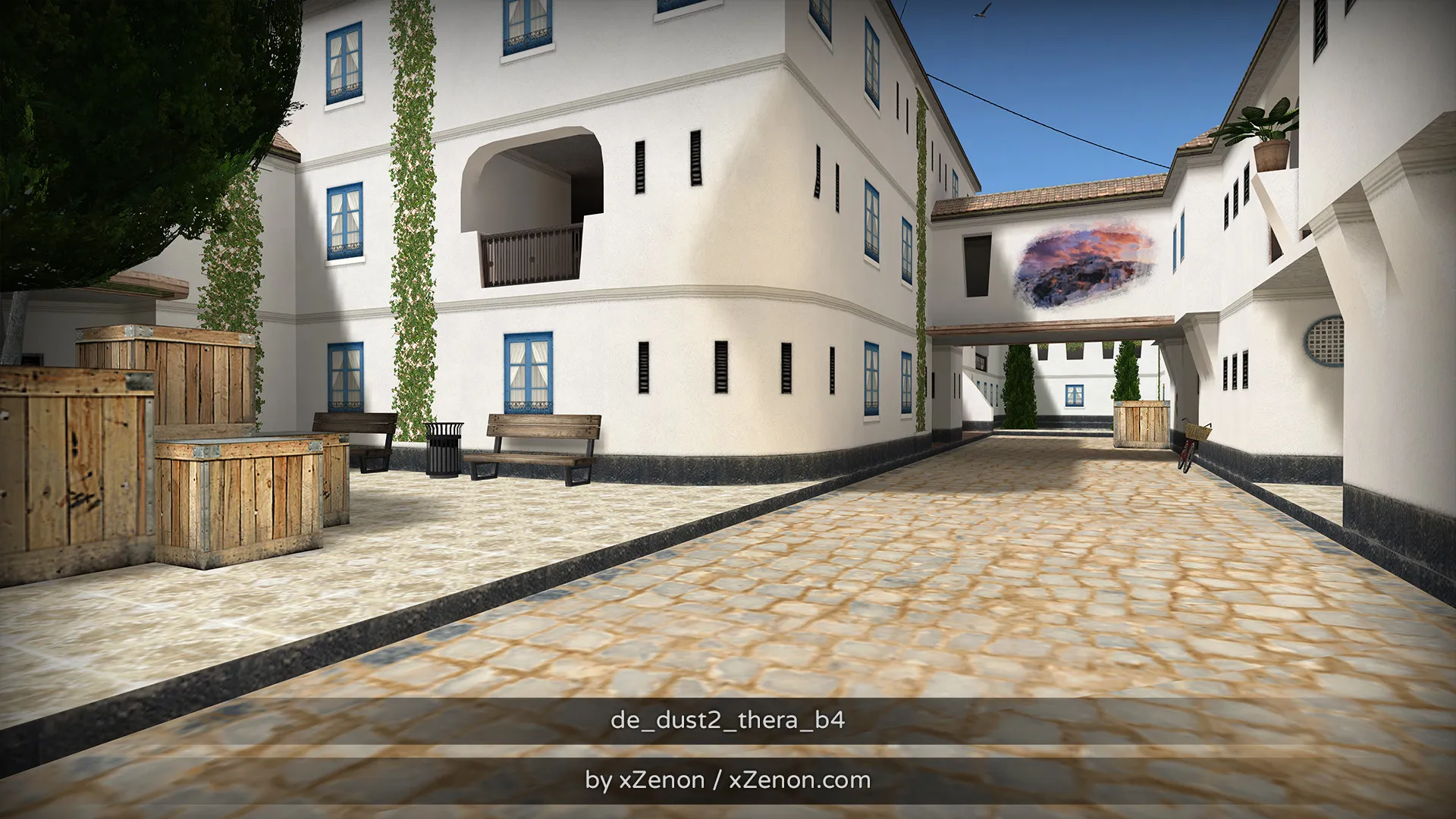 Скриншот  Карта de_dust2_thera_b3 для CS 1.6: тактика за CT и T, точки, маршруты, боты (.nav), оптимизация