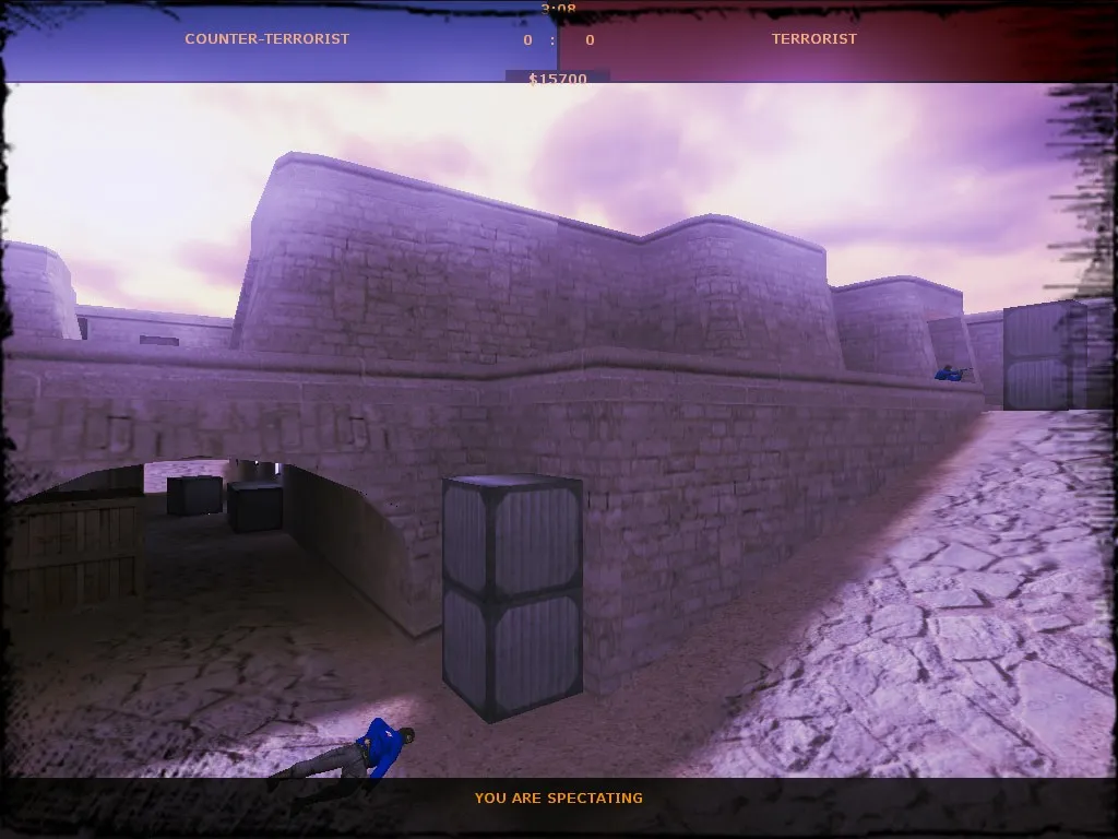 Скриншот de_dust2on2 для CS 1.6: баланс сторон, точки на A/B и боты с .nav