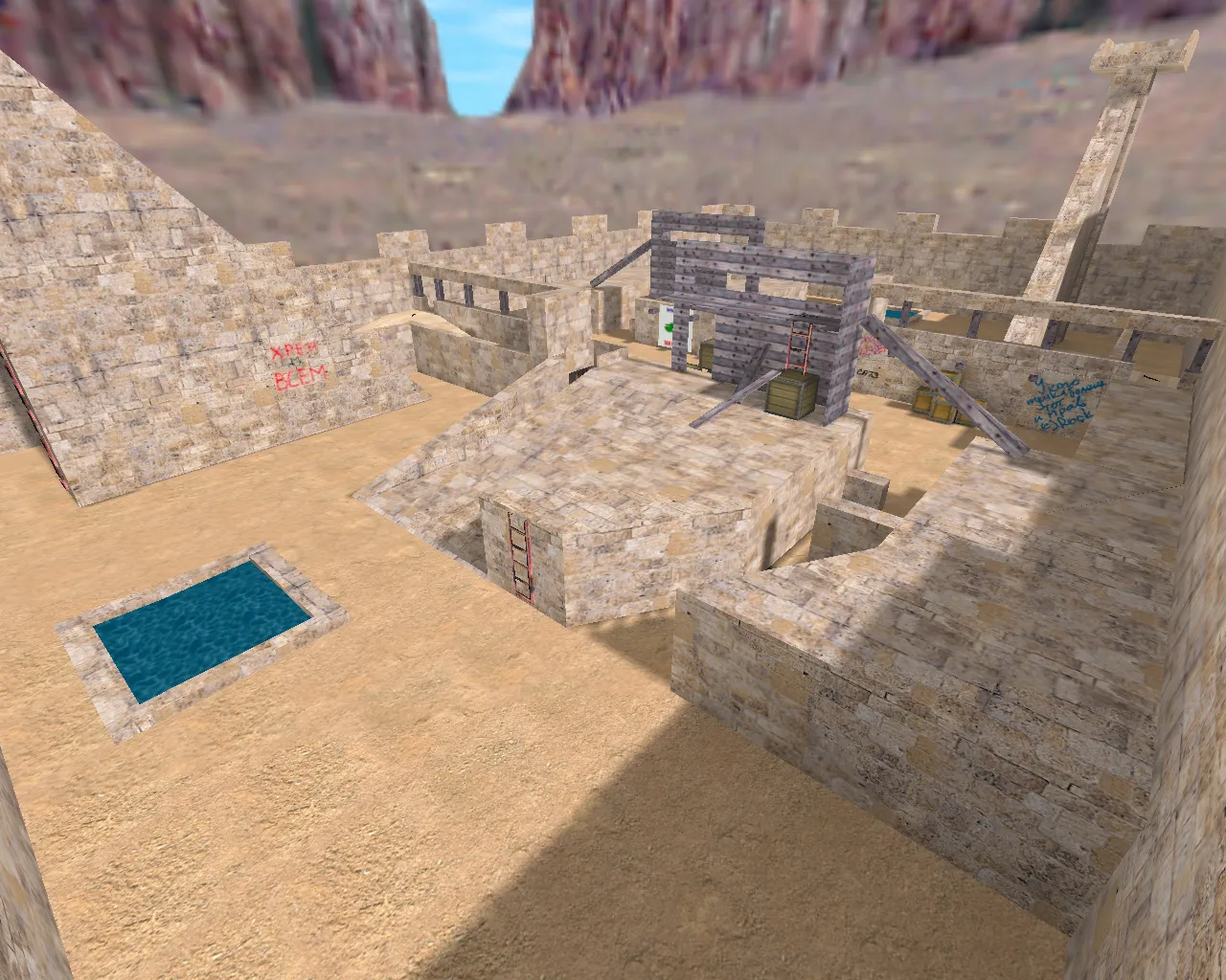 Скриншот  Карта cs_16fighter для CS 1.6: точки, раунды и настройка ботов