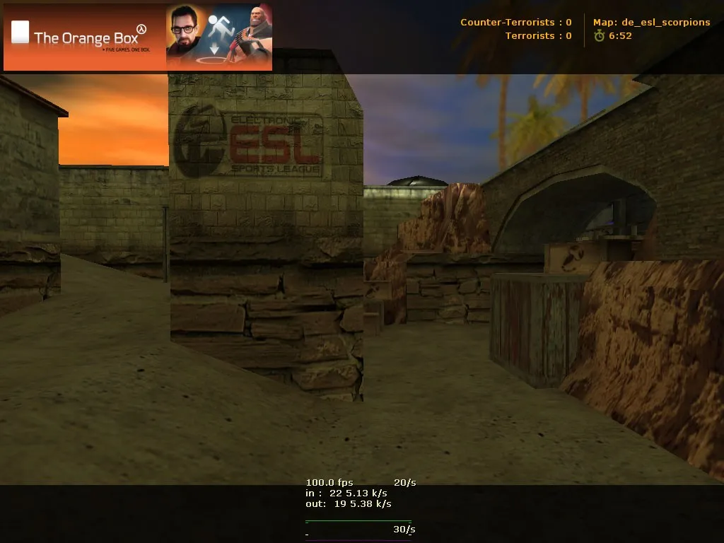 Скриншот  Карта de_esl_scorpions для CS 1.6: точки, маршруты, баланс сторон, .nav для ботов и оптимизация