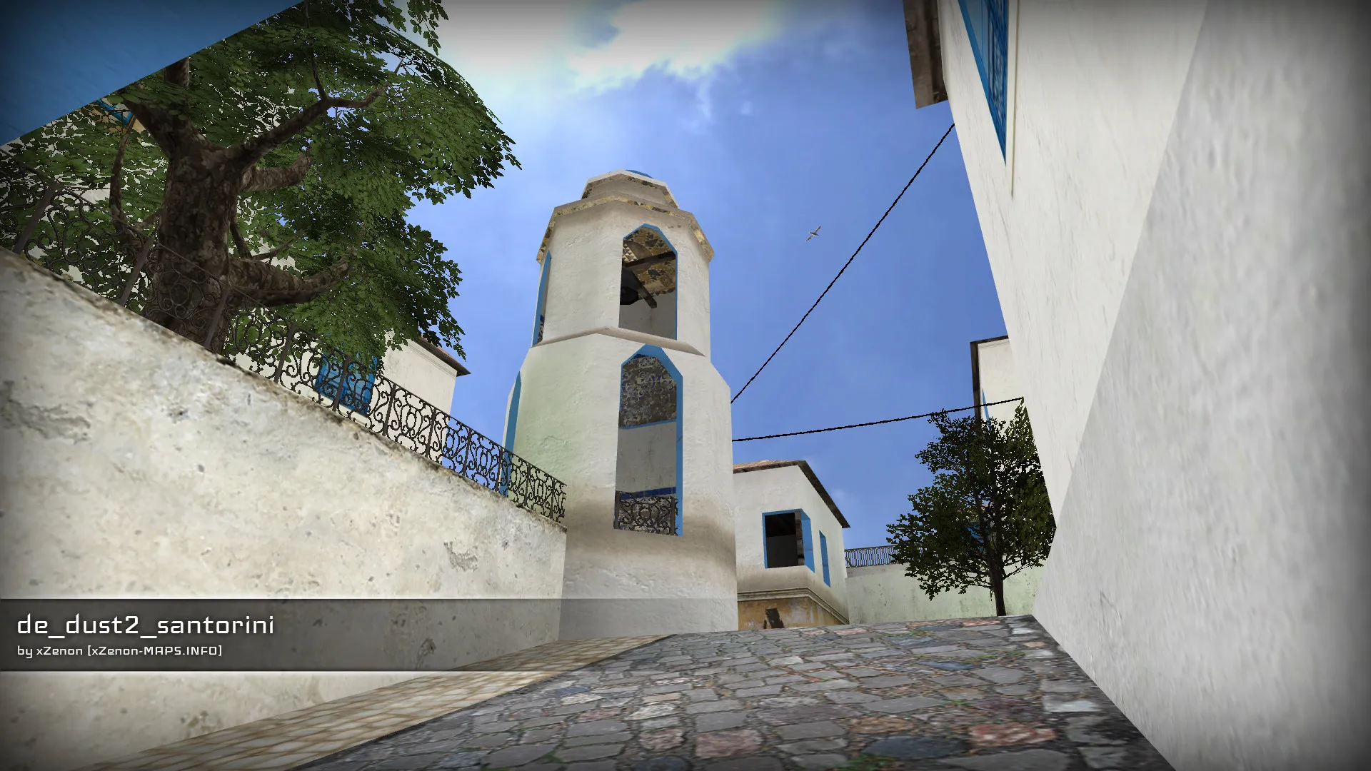 Скриншот de_dust2_santorini_b2 — DE карта для CS 1.6: точки, маршруты, .nav и оптимизация wpoly/epoly