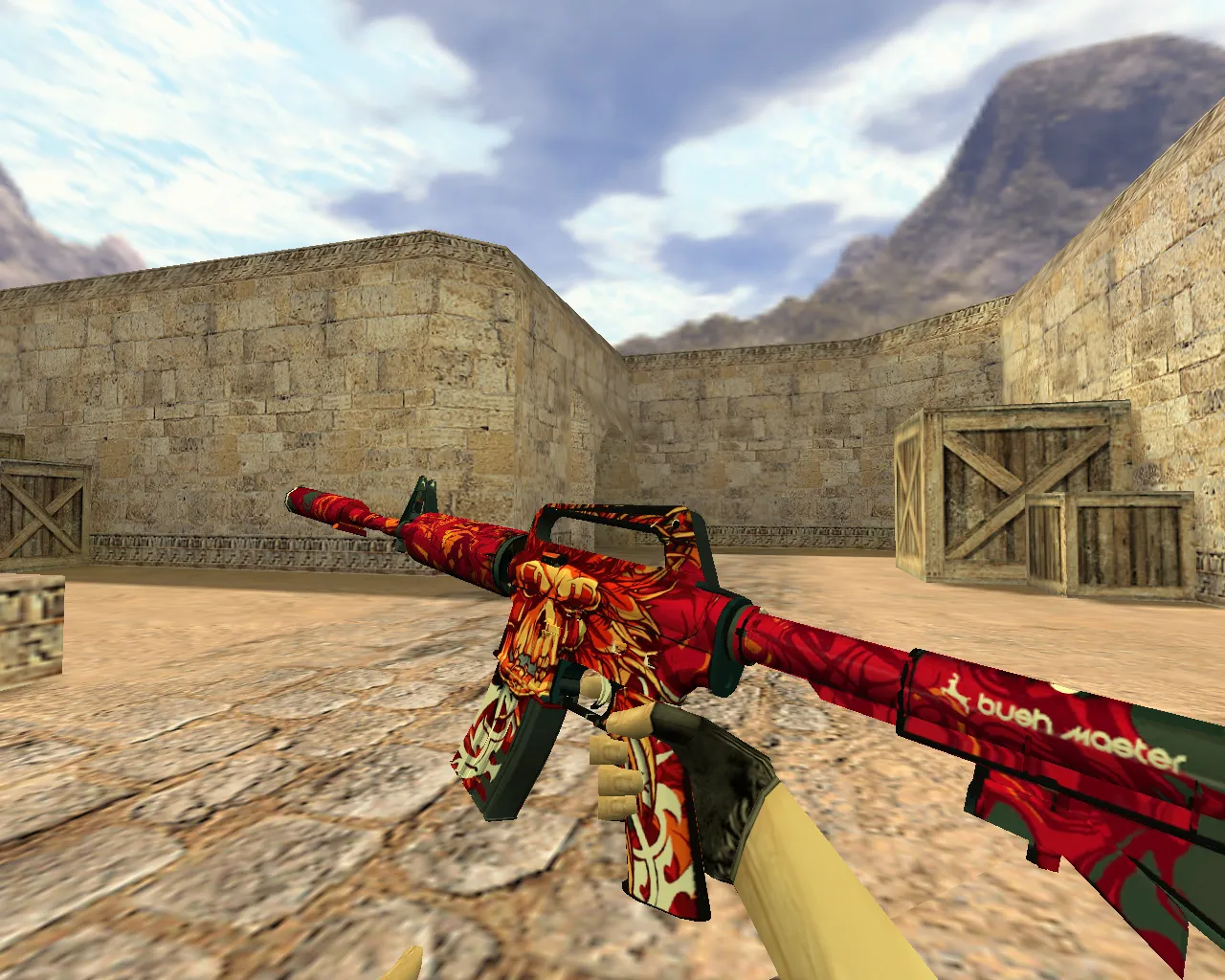 Скриншот Модель v_m4a1 «М4А1 Мумия льва» для CS 1.6: p_m4a1 и w_m4a1, звуки, анимация осмотра, текстуры