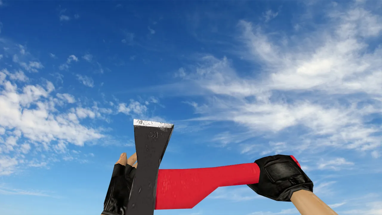 Скриншот Модель ножа «Red Hatchet» v_model для CS 1.6: звуки, анимация осмотра и качество текстур
