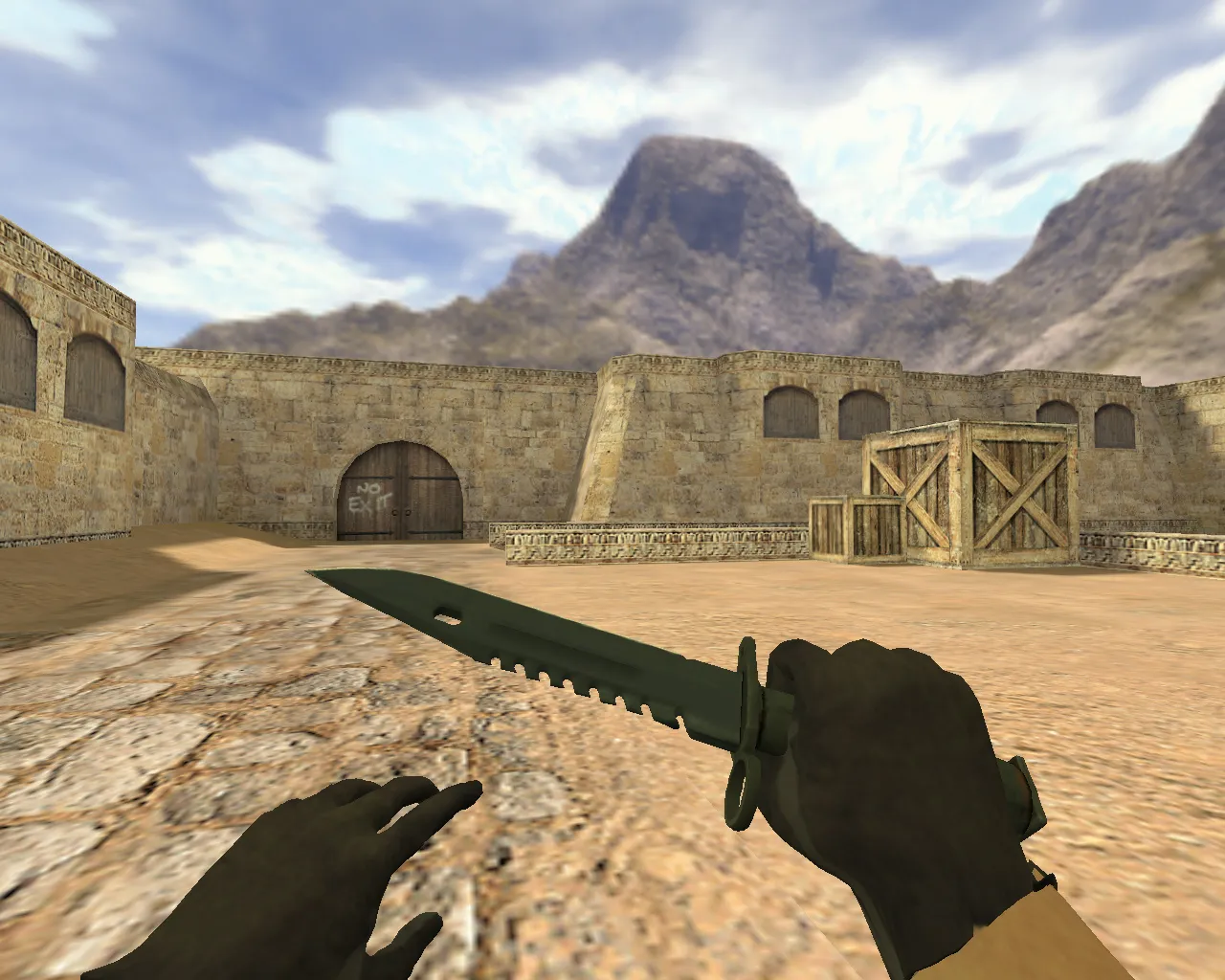 Скриншот Модель ножа «Штык-нож М9 Ночь» v_ и p_ для CS 1.6: звуки, анимация осмотра, текстуры и качество