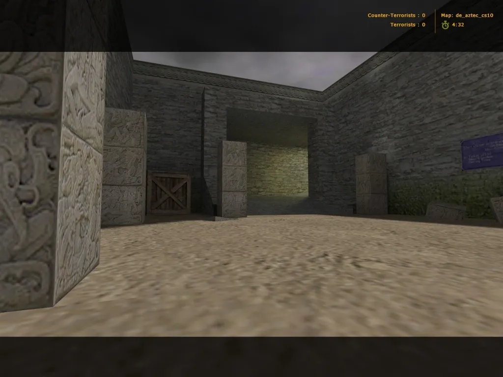 Скриншот de_aztec_cs10 для CS 1.6: карта, баланс сторон, тактики, .nav и оптимизация wpoly/epoly