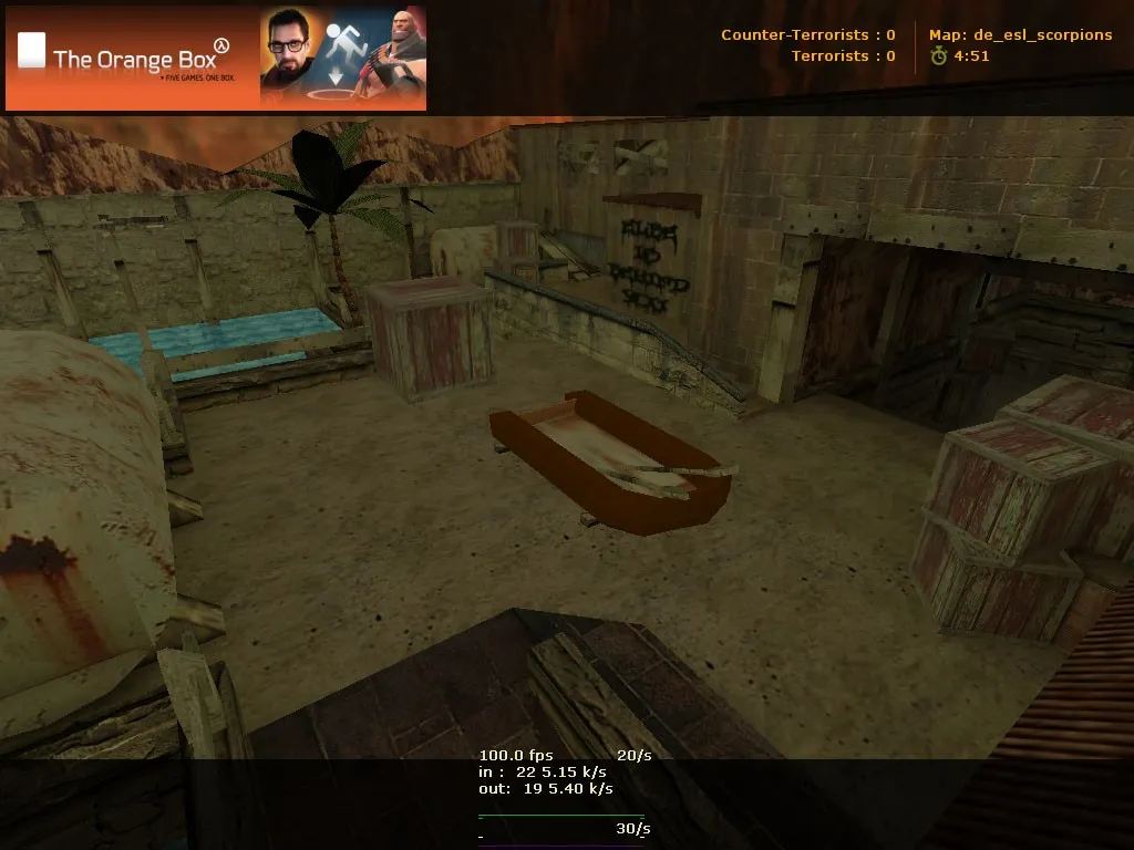 Скриншот  Карта de_esl_scorpions для CS 1.6: точки, маршруты, баланс сторон, .nav для ботов и оптимизация