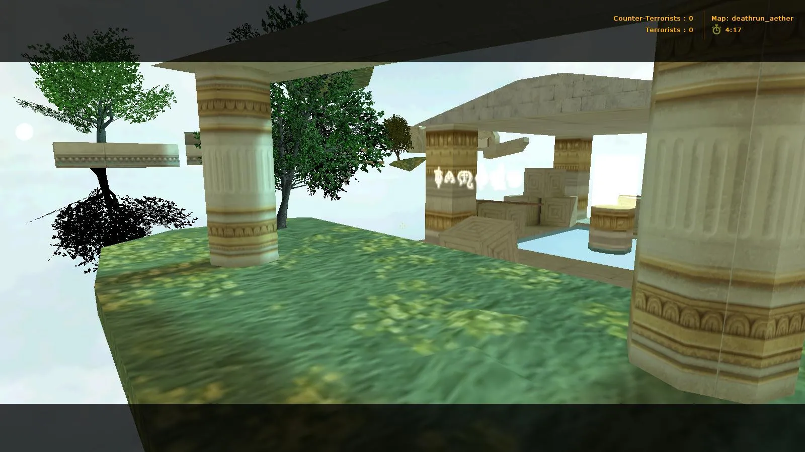 Скриншот  deathrun_aether_b1 для CS 1.6: карта deathrun, точки, раунды, .nav для ботов и оптимизация