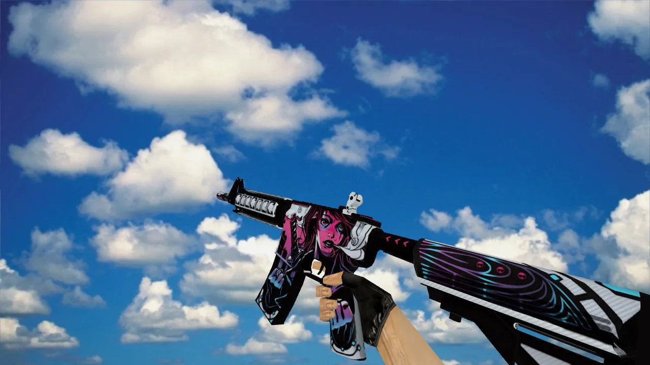 Скриншот М4А1 «Неонуар» модель v_m4a1/p_m4a1/w_m4a1 для CS 1.6: звук, анимация осмотра, текстуры и качество