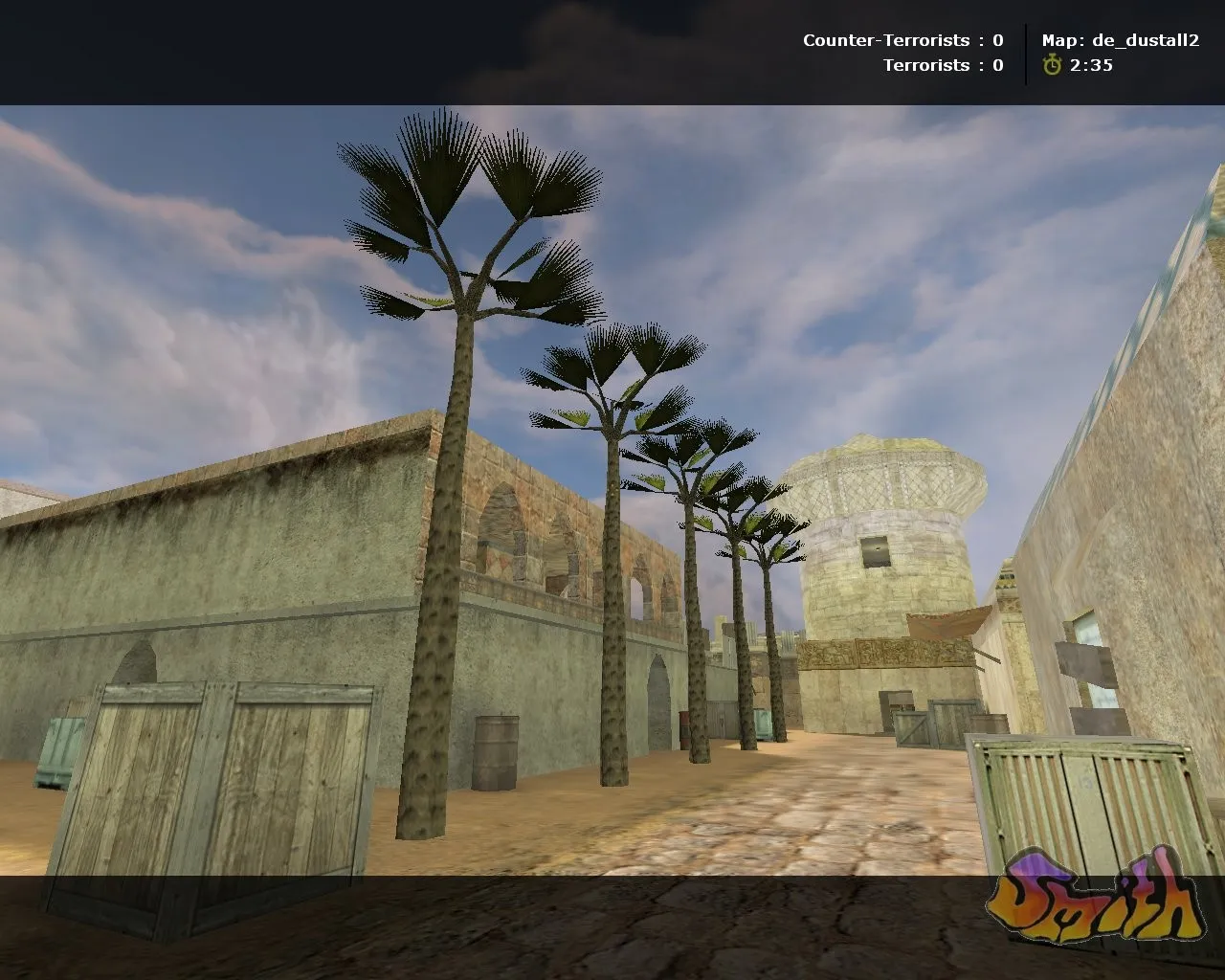 Скриншот  Карта de_dustall2 для CS 1.6: баланс сторон, точки, .nav для ботов и оптимизация wpoly/epoly