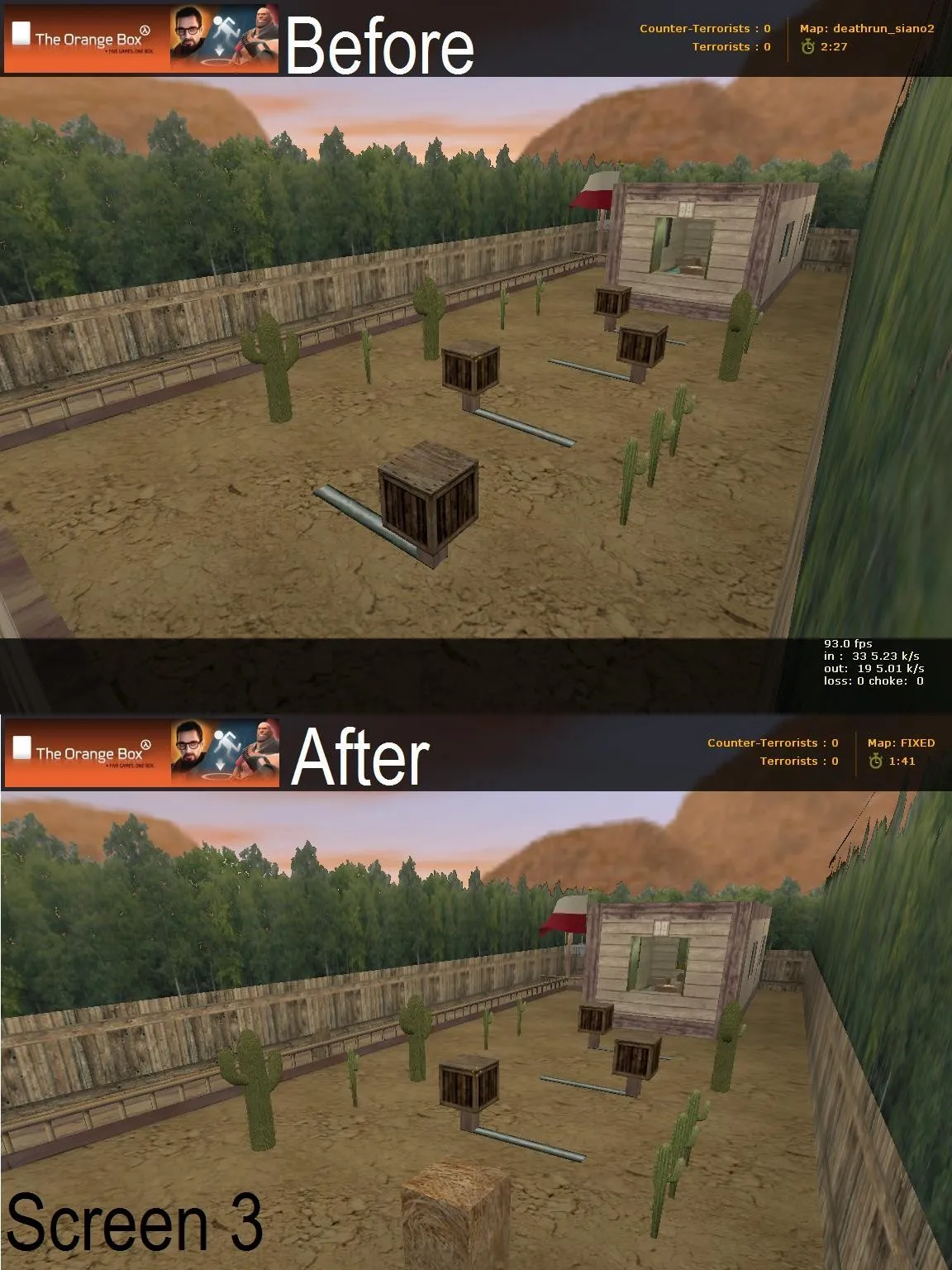 Скриншот  deathrun_siano2_fixed для CS 1.6: карта deathrun, тактика терр/контр, .nav, оптимизация wpoly/epoly