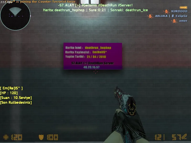 Скриншот  deathrun_hophop для CS 1.6: карта deathrun, точки, .nav для ботов и оптимизация под старые ПК