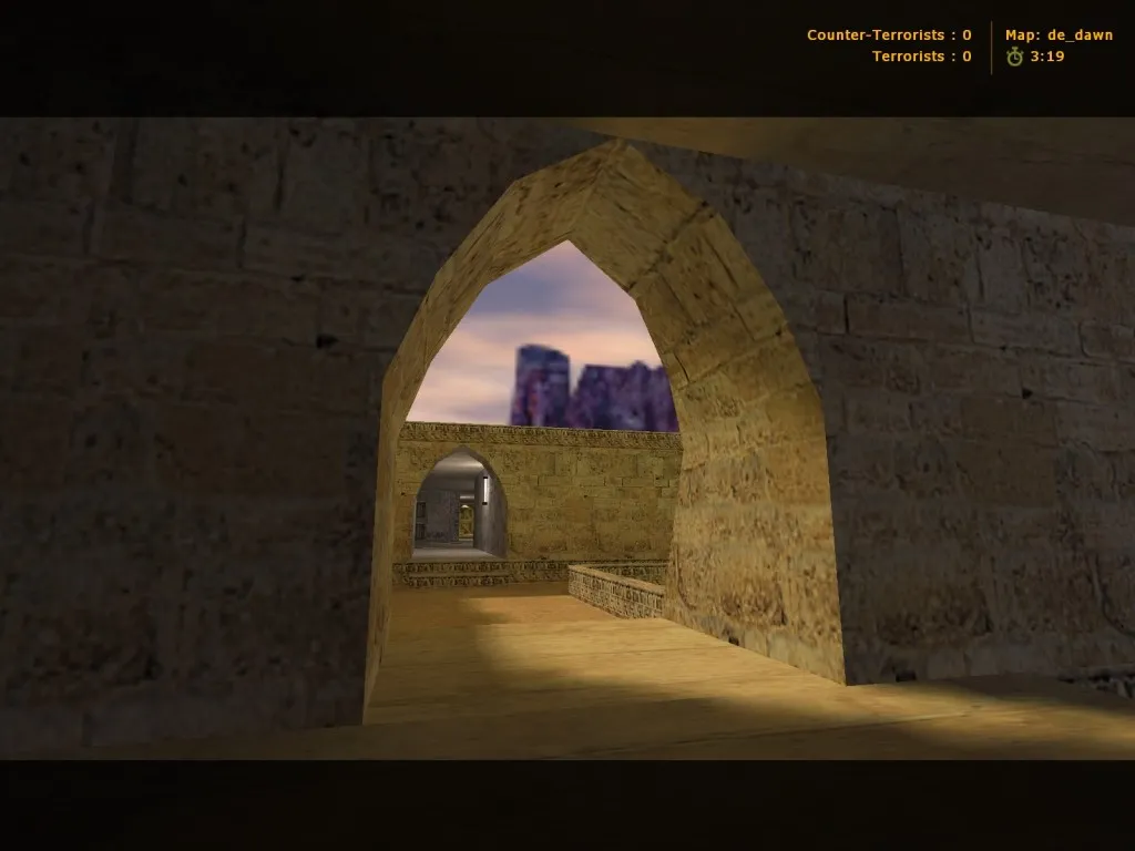Скриншот  Карта de_dawn для CS 1.6: баланс сторон, точки, .nav для ботов, оптимизация wpoly/epoly