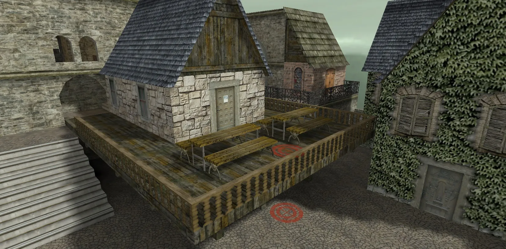 Скриншот  de_bergheim — карта для CS 1.6: баланс сторон, точки, .nav, оптимизация wpoly/epoly