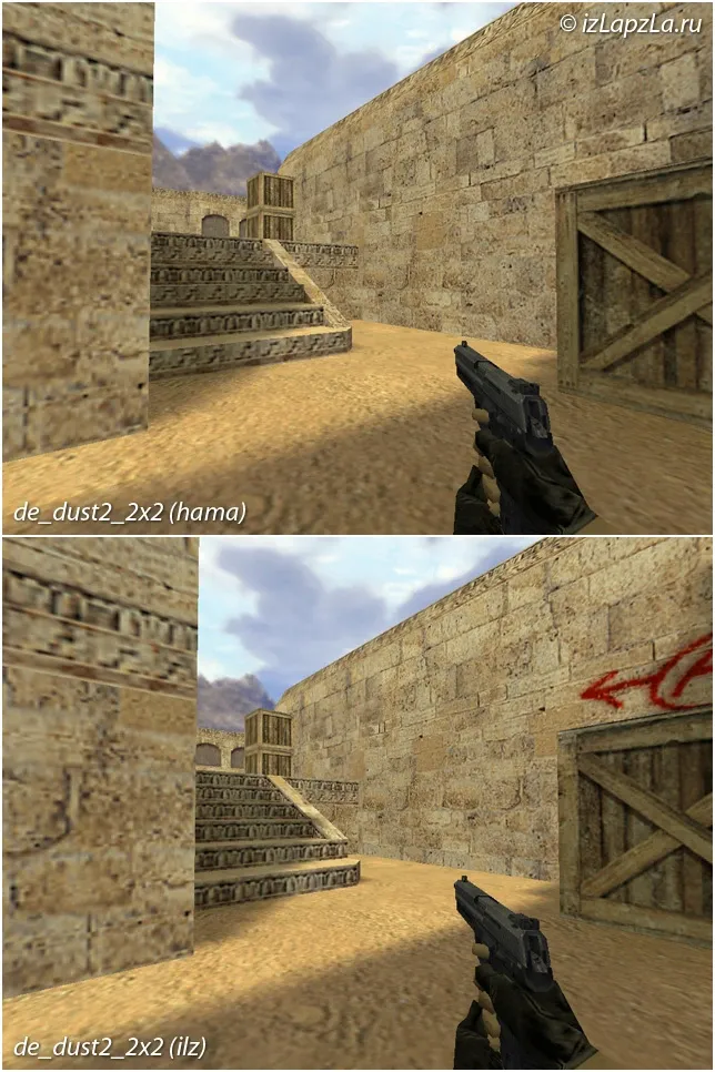 Скриншот  de_dust2_2x2_ilz — DE карта для CS 1.6: баланс сторон, точки, спавны и нав для ботов